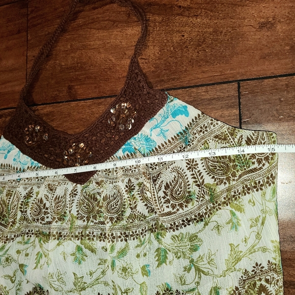 Y2k Boho Crochet Halter Top by Speechless size Medium Brown Teal Blue - Picture 4 of 6